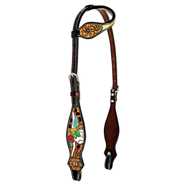 Bar H Equine American Leather Horse Saddle Tack One Ear Headstall | Breast Collar Browband Wither Strap Set for Horses BER180